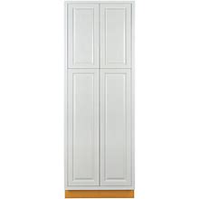 Maplevilles Cabinetry 24" X 84" Vintage White Inset Modern Shaker Style RTA Birch Wood Tall Pantry Cabinet With 4 Doors & 4 Shelf Boards