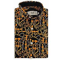 Elie Balleh Little Boy's Chain Pattern Dress Shirt - Black Orange - Size 6