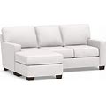 Buchanan Square Arm Upholstered Sofa With Reversible Chaise Sectional, Polyester Wrapped Cushions, Twill White | Pottery Barn