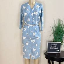 STUART ALAN | Vintage Blue Tulip Pencil Pocket Dress Sz 4