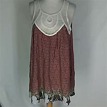 Jodifl Dresses | Jodifl Print Shift Dress Crochet Trim M | Color: Pink/White | Size: M
