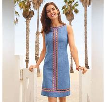 Talbots Dresses | Talbotslinen Scallop Detail Shift Dress Nwt | Color: Blue/Orange | Size: 16P