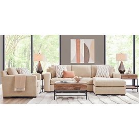 Rooms To Go Melbourne Beige 4 Pc Sectional Living Room
