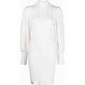 Philipp Plein - Cable-Knit High-Neck Dress - Women - Wool - L - White