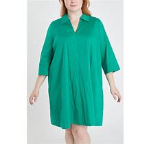 Women's Plus Size A-Line Kaftan Collar Dress - Green