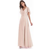 Short Sleeves V-Neck Chiffon Mother Of The Bride Dresses, Pearl_Pink