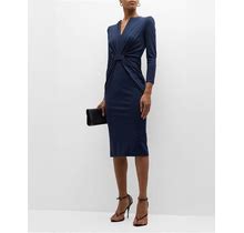 Giorgio Armani Tab Front Jersey Dress, Solid Blue Navy, Women's, 14, Casual & Work Dresses Jersey Dresses