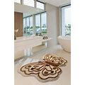 Handcrafted Butterfly Shaped Brown Washable Non-Slip Base Bathroom Rug
