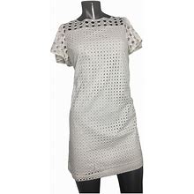 Loft Dresses | Ann Taylor Loft Petite White Eyelet Puff Sleeve Sheath Dress Sz 6P | Color: White | Size: 6P