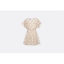 DIOR Kids - Kids' Flared Dress Tulle With Sparkly Gold-Tone CD Heart Motif - Size 8 Years - Girl Clothing