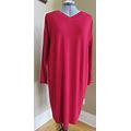 Eileen Fisher Viscose Jersey V-Neck Shift Long-Sleeve China Red Dress