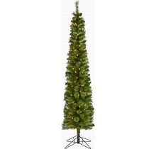 7' Green Pencil Christmas Tree With 150 Clear LED Lights