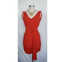 Anna Molinari Red Silk Sleeveless Ruched Cocktail Dress Size S