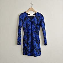 Floral Mini Dress | Color: Black/Blue | Size: Xs