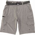 Iron Clothing Simon Belted Stretch Microfiber Multi-Pocket Hybrid 11 Inseam Cargo Shorts, Mens, 36, Heathered Grey