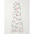 Alessandra Rich Bow-Detailed Embellished Organza-Trimmed Floral-Print Silk Midi Dress - Women - White Dresses - L