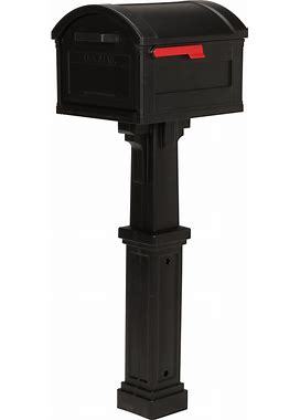 ARCHITECTURAL MAILBOXES Grand Haven Plastic, Mailbox And Post Kit, Black Extra Large