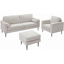 Ebern Designs Reisterstown 3 - Piece Living Room Set Chenille In Brown/Gray | 30 H X 79 W X 30 D In | Wayfair Living Room Sets