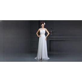 Wedding Dress White Chiffon Long Bateau A-Line 2024