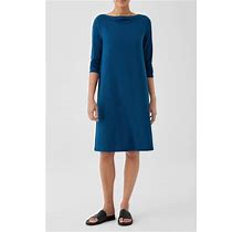 Eileen Fisher Cowl Neck Long Sleeve Shift Dress In Atlantis At Nordstrom, Size X-Small