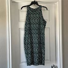 H&M Dresses | H&M Palm Leaf Sheath Dress M | Color: Green/White | Size: M