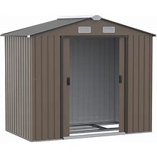 Outsunny Outdoor Shed Garden Storage Shed Organizer, Garden Tool Storage Building With 4 Vents & 2 Sliding Doors For Garden Patio Lawn, 7' X 4', Brown