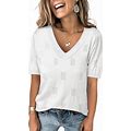 ANRABESS Womens Fashion Summer Tops 2024 Short Sleeve Sweaters V Neck Lightweight Thin Knit Clothes Blouse Shirts