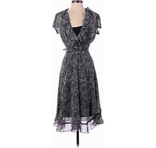 MSK Casual Dress - A-Line Plunge Short Sleeves: Black Dresses - Women's Size 4