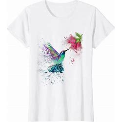 Hummingbird And Flower Bird Watcher Hummingbird Lover Men Women Short Sleeve Black T-Shirt