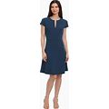 Maggy London Women's Cap Sleeve Notch Neck Cloud Crepe Fit And Flare Dress