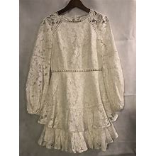 Saints & Secrets Women's Tiered Lace Open Back LS Mini Dress Size Small