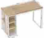 Coavas Computer Desk With Storage, Home Office Desk With Adjustable Shelves, Simple Style Writing Study Desk With Metal Frame, Modern Design PC Lapto