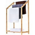 Toilettree Products Bamboo Towel Rack Holder For Bathrooms (3 Tier) - Freestanding Beach Towel - 39.37 X 14.65 X 3.07