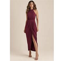 Women's Long Drape Dress - Wine, Size L By Venus