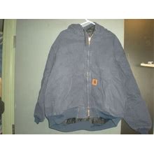 CARHARTT 2XL Navy Blue Duck Cloth Lined JACKET Good Condition 376-20 BS 15L.69C