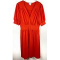 Lularoe Orange/ Red Dress Size M Slip On Half Arm Pockets