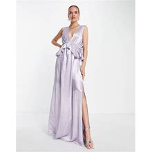 Topshop Bridesmaid Ruffle Peplum Maxi Dress In Lilac-Purple - Purple (Size: 4)