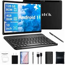 2024 Newest 2 in 1 Tablet, 10 Inch Android 11 Tablet With Keyboard, Stylus Pen,64GB ROM,1.6Ghz Octa Core,19201200 HD Touch Screen,6000Mah Battery, Ga