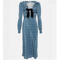 Alessandra Rich, Polka-Dot Silk Midi Dress, Women, Blue, US 10, Dresses