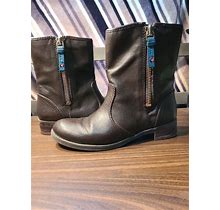 TOMMY HILFIGER Women's Brown Leather Boots Ankle Women's Boots Size 6.5m