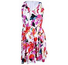 Lauren Ralph Lauren Floral-Print Fit & Flare Dress (White/Pink, 6)