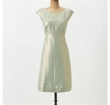 Anthropologie Dresses | Anthropologie Mentha Metallic Tweed A-Line Dress 2 | Color: Gold/Green | Size: 2P