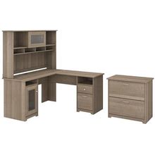 Scranton & Co Furniture Cabot L Shaped Desk W/ Hutch & File Cabinet In Ash Gray