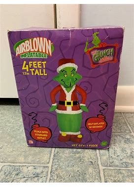 Gemmy Christmas Airblown Inflatable Grinch 4ft Hardly Ever Used With