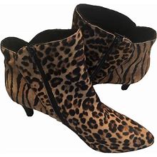 Alfani Step Flex Harper Leopard Kitten Heel Ankle Boots Bootie Womens Size 9 m