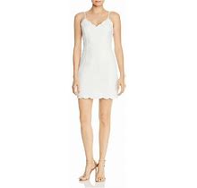 $188 Aqua Dresses Women White Scalloped Sleeveless Sheath Party Dress