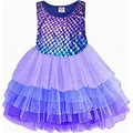 VIKITA Toddler Girls Dresses Summer Sleeveless Polyester Tutu Dresses For Girls 3-12 Years