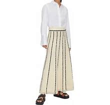 Thefound Women Long Skirt Grunge Striped Elastic Waist Knit Skirt Streetwear