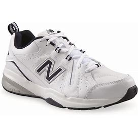 New Balance Men's 608V5 Athletic Shoes Leather, 14 4E, White/Navy