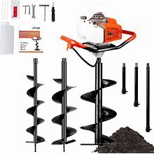 DC HOUSE 63CC Post Hole Digger With 3 Auger Drill Bits 4" 6" 8" And Extension Rods, Heavy Duty Earth Auger Gas Powered Engine For Farm Fence Dig